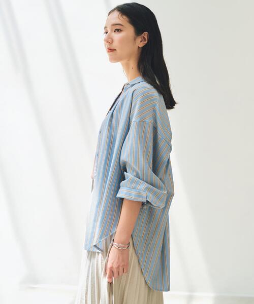 THE SHOP TK (ザ ショップ ティーケー )の「【後ろ姿もサマになる】ストライプ バックシャーリングシャツ/体型カバー/洗える(シャツ/ブラウス・レディース・アイボリー系2/ブラック系その他3/ブルー系7・12/13)」の5枚目の写真