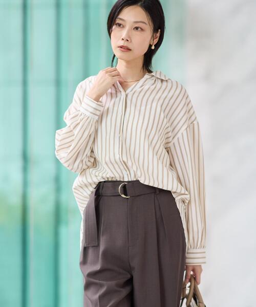 THE SHOP TK (ザ ショップ ティーケー )の「【後ろ姿もサマになる】ストライプ バックシャーリングシャツ/体型カバー/洗える(シャツ/ブラウス・レディース・アイボリー系2/ブラック系その他3/ブルー系7・12/13)」の6枚目の写真