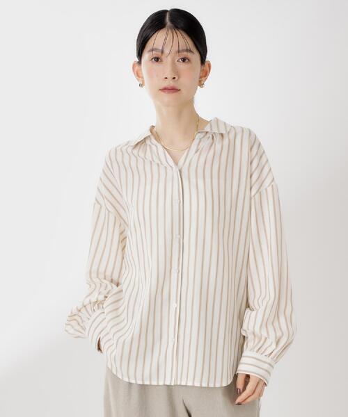 THE SHOP TK (ザ ショップ ティーケー )の「【後ろ姿もサマになる】ストライプ バックシャーリングシャツ/体型カバー/洗える(シャツ/ブラウス・レディース・アイボリー系2/ブラック系その他3/ブルー系7・12/13)」の7枚目の写真