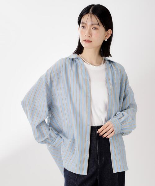 THE SHOP TK (ザ ショップ ティーケー )の「【後ろ姿もサマになる】ストライプ バックシャーリングシャツ/体型カバー/洗える(シャツ/ブラウス・レディース・アイボリー系2/ブラック系その他3/ブルー系7・12/13)」の16枚目の写真