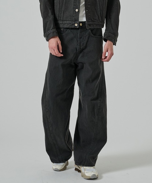 パンツ HARi REMAKE GIANT JEANS MR HEARTS/VINTAGE WASH WIDE STRAIGHT DENIM【限定展開