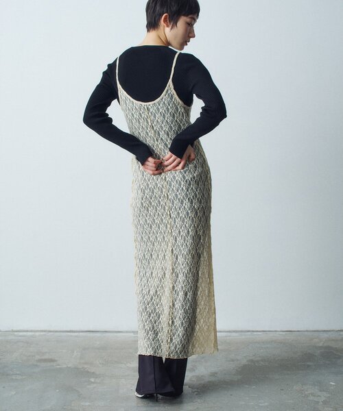 CODE A（コードエー）の「stretch lace cami dress（ワンピース・レディース・パープル/ライトイエロー系/ホワイト・00）」の16枚目の写真