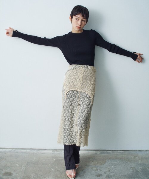 CODE A（コードエー）の「stretch lace cami dress（ワンピース・レディース・パープル/ライトイエロー系/ホワイト・00）」の17枚目の写真