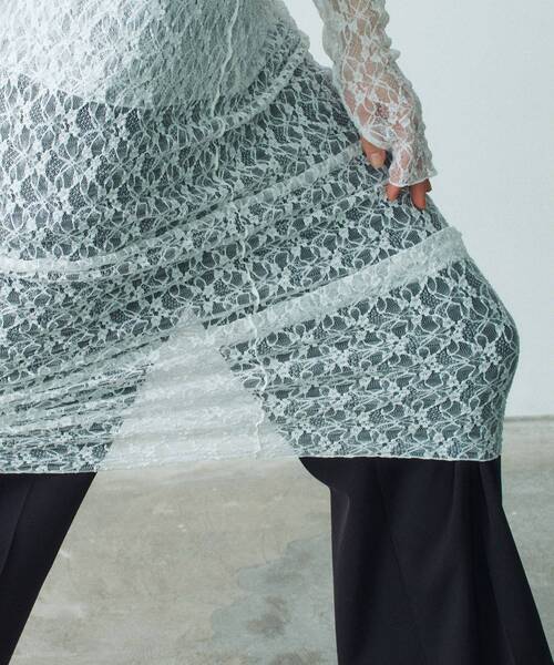 CODE A（コードエー）の「stretch lace cami dress（ワンピース・レディース・パープル/ライトイエロー系/ホワイト・00）」の4枚目の写真
