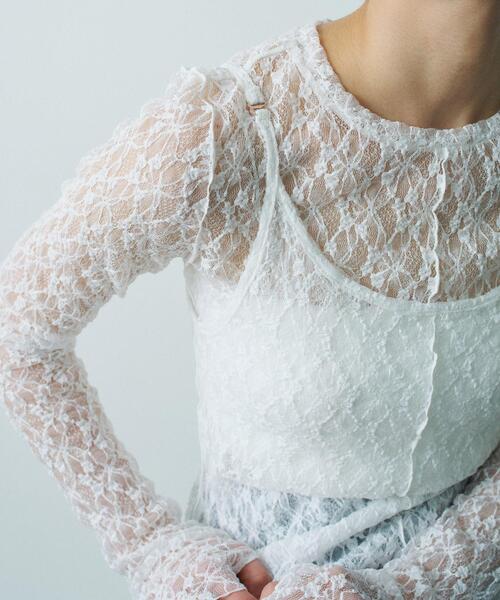 CODE A（コードエー）の「stretch lace cami dress（ワンピース・レディース・パープル/ライトイエロー系/ホワイト・00）」の5枚目の写真