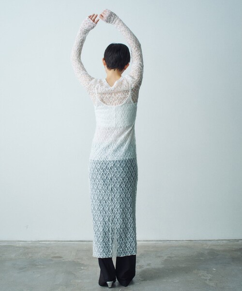 CODE A（コードエー）の「stretch lace cami dress（ワンピース・レディース・パープル/ライトイエロー系/ホワイト・00）」の7枚目の写真