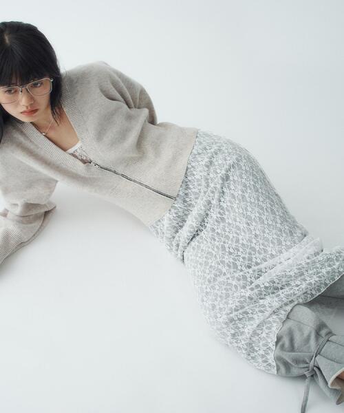 CODE A（コードエー）の「stretch lace cami dress（ワンピース・レディース・パープル/ライトイエロー系/ホワイト・00）」の8枚目の写真