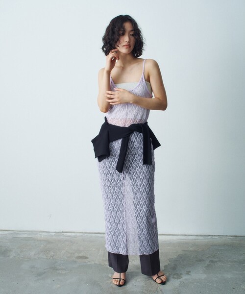 CODE A（コードエー）の「stretch lace cami dress（ワンピース・レディース・パープル/ライトイエロー系/ホワイト・00）」の10枚目の写真