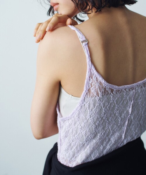 CODE A（コードエー）の「stretch lace cami dress（ワンピース・レディース・パープル/ライトイエロー系/ホワイト・00）」の12枚目の写真