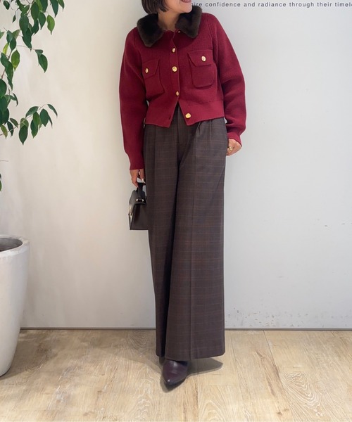 Apuweiser-riche(アプワイザーリッシェ)の「ベルト付ハイウエストワイドパンツ(その他パンツ・レディース・チェック・0/1/2)」の2枚目の写真