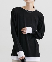 nissen | スラブシアー配色トップス(Tシャツ/カットソー)