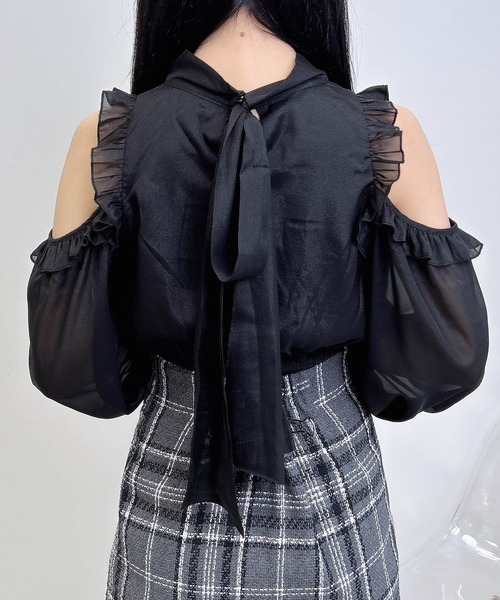 INGNI（イング）の「2Wayリボン肩あきブラウス（シャツ/ブラウス・レディース・ブラック/ブラウン系その他2/ブラック系・M）」の6枚目の写真