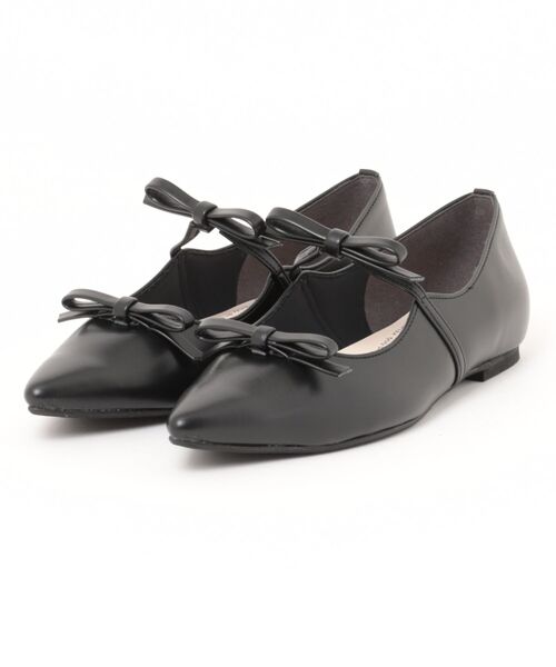 ABC-MART(エービーシーマート)の「JOLI ENCORE ジョリーアンコール W-RIBBON FLAT 1 W-リボンフラットパンプス 1 JE80258 BLACK(パンプス・レディース・ブラック・22.5cm/23.0cm/23.5cm/24.5cm/24.0cm)」の1枚目の写真