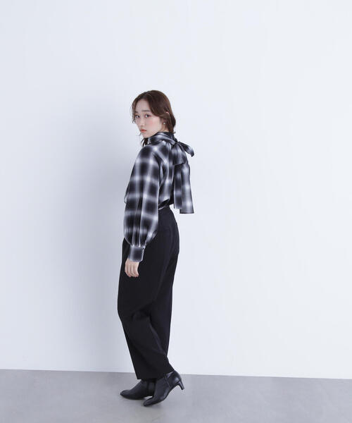 NATURAL BEAUTY BASIC（ナチュラルビューティーベーシック）の「◇チェックボウタイブラウス（シャツ/ブラウス・レディース・ブルー系その他6/ブラック系その他・FREE）」の8枚目の写真