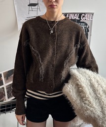 SHAGGIE | ウール混チュールフリルクルーネックニットカーディガン(カーディガン/ボレロ)