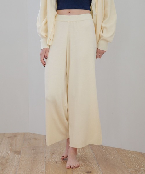 bijorie（ビジュリィ）の「【bijorie】ニットパンツ（ルームウェア/パジャマ・レディース・チャコール/キャメル/アイボリー・FREE）」の3枚目の写真