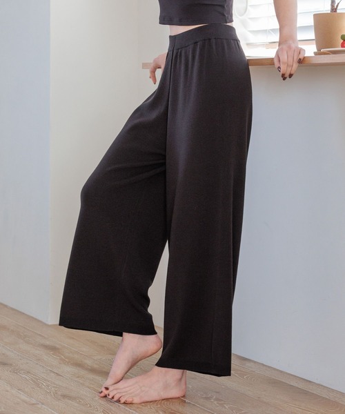 bijorie（ビジュリィ）の「【bijorie】ニットパンツ（ルームウェア/パジャマ・レディース・チャコール/キャメル/アイボリー・FREE）」の2枚目の写真