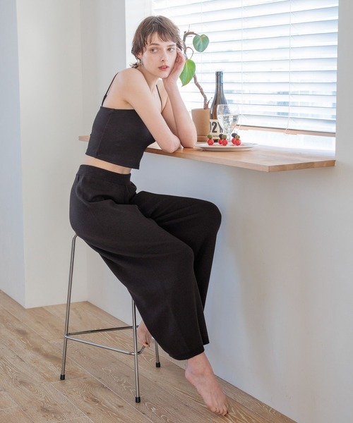 bijorie（ビジュリィ）の「【bijorie】ニットパンツ（ルームウェア/パジャマ・レディース・チャコール/キャメル/アイボリー・FREE）」の4枚目の写真