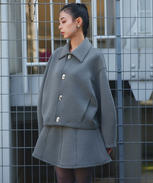 Narcissus（ナルシス）の「【Original Design】ボンディングジャケット/裏地カラー/モード《動画あり》（ブルゾン・レディース・ブラック/グレー・FREE）」の11枚目の写真