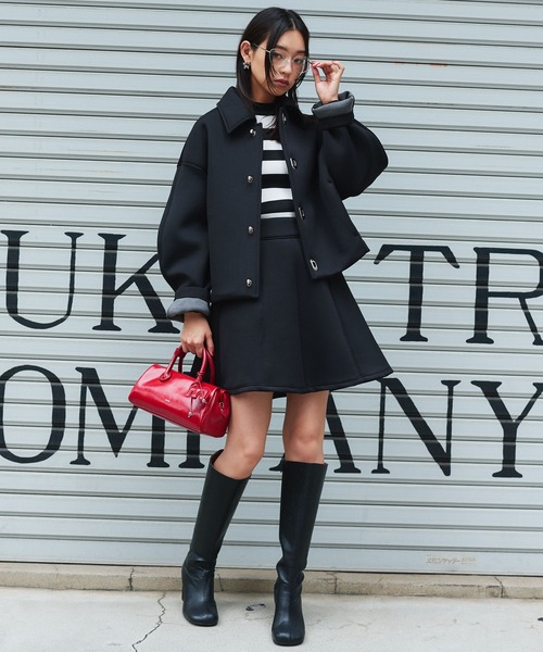 Narcissus（ナルシス）の「【Original Design】ボンディングジャケット/裏地カラー/モード《動画あり》（ブルゾン・レディース・ブラック/グレー・FREE）」の21枚目の写真