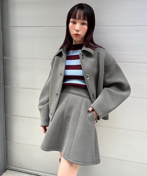 Narcissus（ナルシス）の「【Original Design】ボンディングジャケット/裏地カラー/モード《動画あり》（ブルゾン・レディース・ブラック/グレー・FREE）」の14枚目の写真