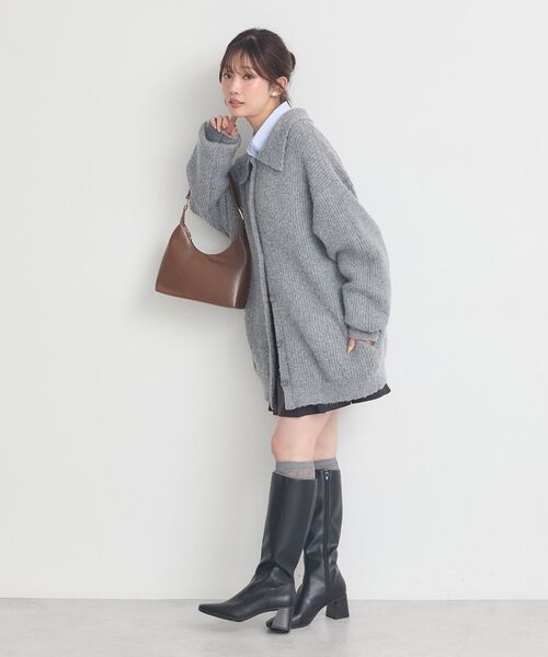 earth music&ecology（アースミュージックアンドエコロジー）の「襟付きニットアウター（その他アウター・レディース・ライトベージュ/ライトブルー/杢グレー・FREE）」の15枚目の写真