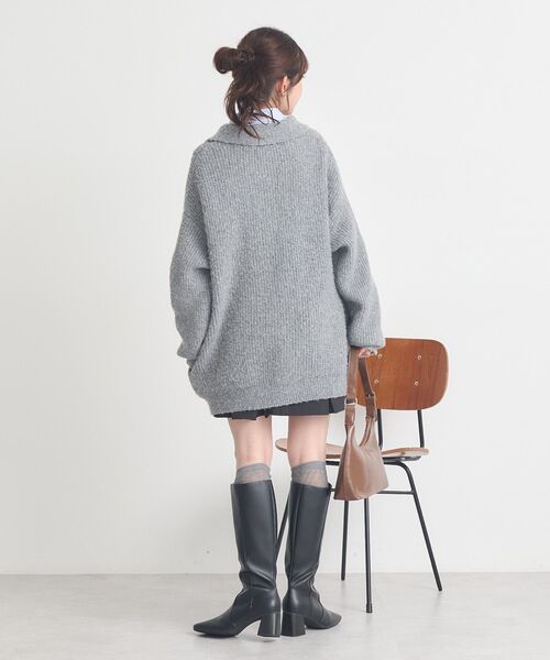 earth music&ecology（アースミュージックアンドエコロジー）の「襟付きニットアウター（その他アウター・レディース・ライトベージュ/ライトブルー/杢グレー・FREE）」の16枚目の写真