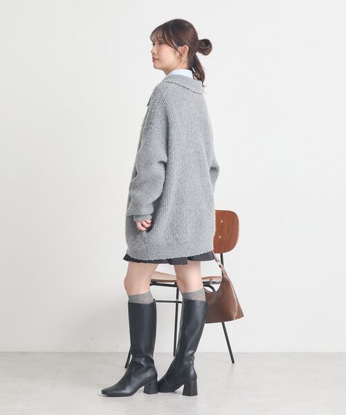 earth music&ecology（アースミュージックアンドエコロジー）の「襟付きニットアウター（その他アウター・レディース・ライトベージュ/ライトブルー/杢グレー・FREE）」の17枚目の写真