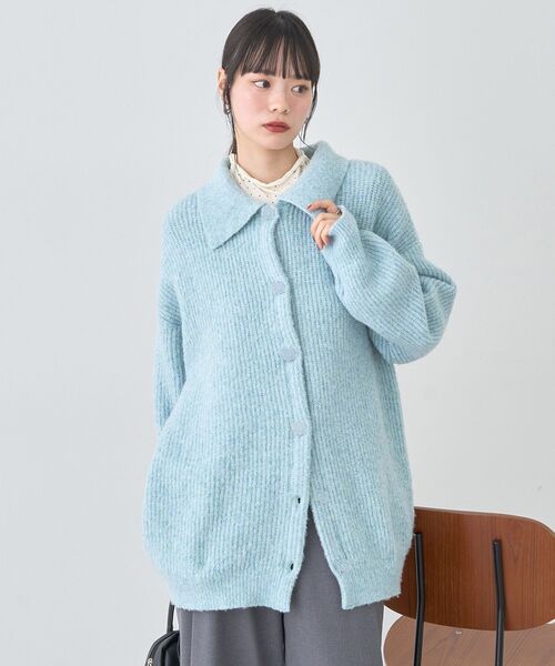 earth music&ecology（アースミュージックアンドエコロジー）の「襟付きニットアウター（その他アウター・レディース・ライトベージュ/ライトブルー/杢グレー・FREE）」の20枚目の写真