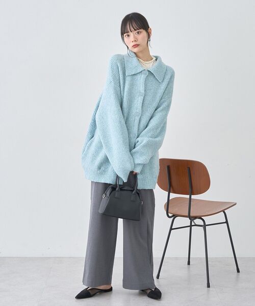 earth music&ecology（アースミュージックアンドエコロジー）の「襟付きニットアウター（その他アウター・レディース・ライトベージュ/ライトブルー/杢グレー・FREE）」の21枚目の写真