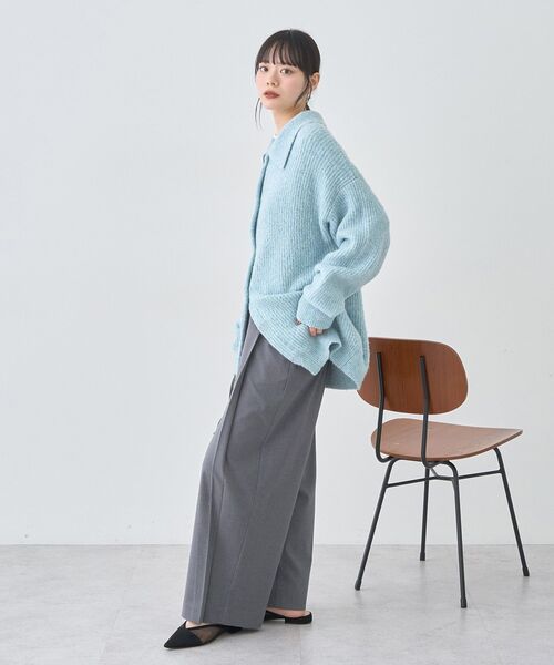 earth music&ecology（アースミュージックアンドエコロジー）の「襟付きニットアウター（その他アウター・レディース・ライトベージュ/ライトブルー/杢グレー・FREE）」の22枚目の写真