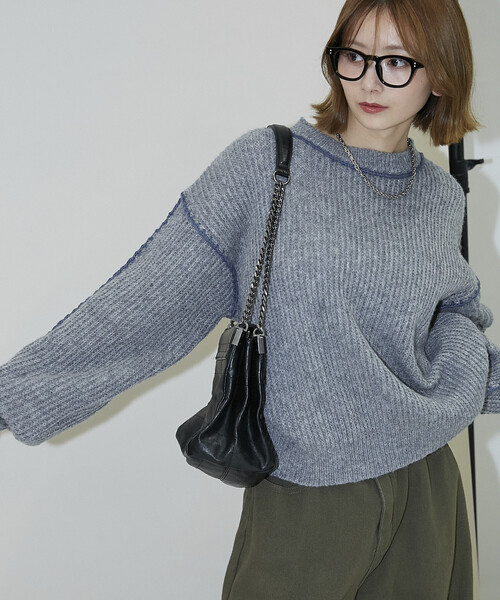 PUBLUX(パブリュクス)の「PUBLUX/パブリュクス ローピングニット 限定展開(ニット/セーター・レディース・オレンジ/グレー/ブルー・フリ-)」の4枚目の写真