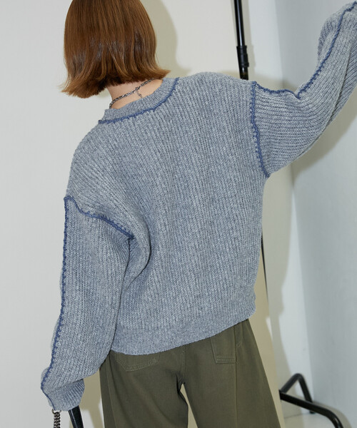 PUBLUX(パブリュクス)の「PUBLUX/パブリュクス ローピングニット 限定展開(ニット/セーター・レディース・オレンジ/グレー/ブルー・フリ-)」の5枚目の写真