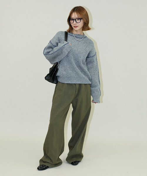 PUBLUX(パブリュクス)の「PUBLUX/パブリュクス ローピングニット 限定展開(ニット/セーター・レディース・オレンジ/グレー/ブルー・フリ-)」の7枚目の写真