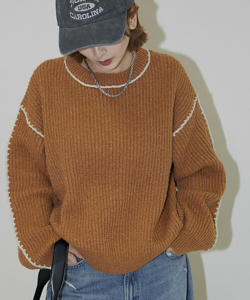 PUBLUX(パブリュクス)の「PUBLUX/パブリュクス ローピングニット 限定展開(ニット/セーター・レディース・オレンジ/グレー/ブルー・フリ-)」の12枚目の写真
