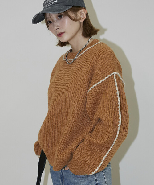 PUBLUX(パブリュクス)の「PUBLUX/パブリュクス ローピングニット 限定展開(ニット/セーター・レディース・オレンジ/グレー/ブルー・フリ-)」の13枚目の写真