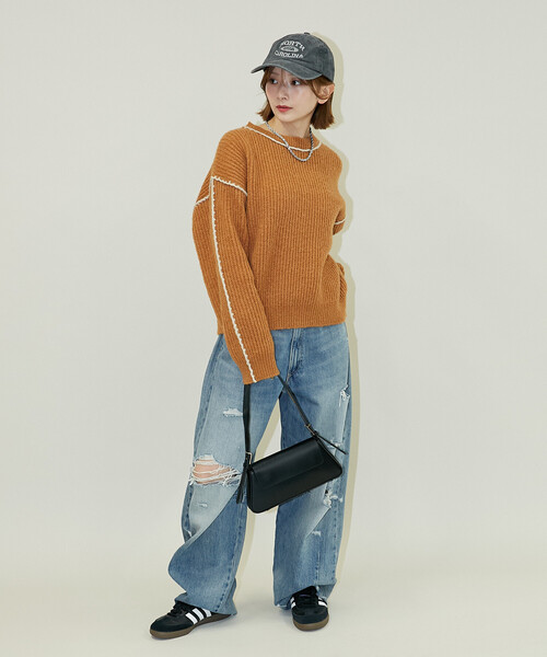PUBLUX(パブリュクス)の「PUBLUX/パブリュクス ローピングニット 限定展開(ニット/セーター・レディース・オレンジ/グレー/ブルー・フリ-)」の15枚目の写真