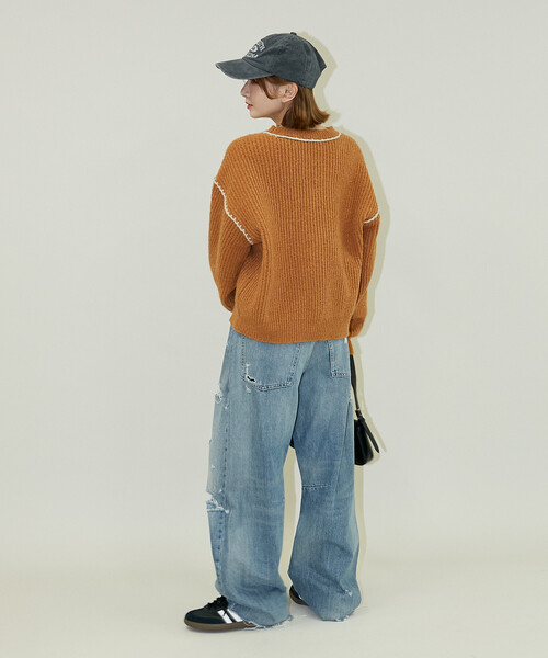 PUBLUX(パブリュクス)の「PUBLUX/パブリュクス ローピングニット 限定展開(ニット/セーター・レディース・オレンジ/グレー/ブルー・フリ-)」の16枚目の写真