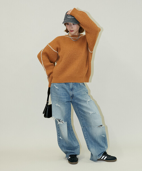 PUBLUX(パブリュクス)の「PUBLUX/パブリュクス ローピングニット 限定展開(ニット/セーター・レディース・オレンジ/グレー/ブルー・フリ-)」の17枚目の写真