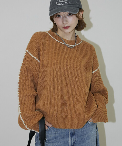 PUBLUX(パブリュクス)の「PUBLUX/パブリュクス ローピングニット 限定展開(ニット/セーター・レディース・オレンジ/グレー/ブルー・フリ-)」の18枚目の写真