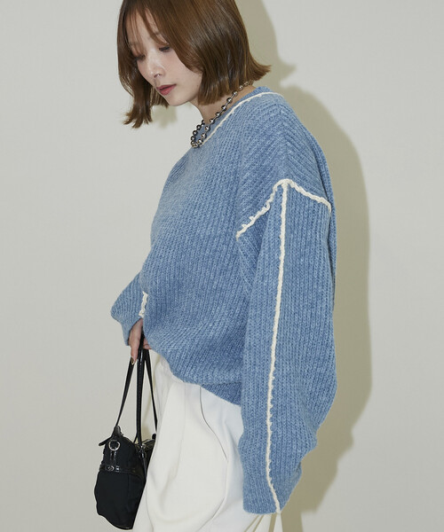 PUBLUX(パブリュクス)の「PUBLUX/パブリュクス ローピングニット 限定展開(ニット/セーター・レディース・オレンジ/グレー/ブルー・フリ-)」の21枚目の写真