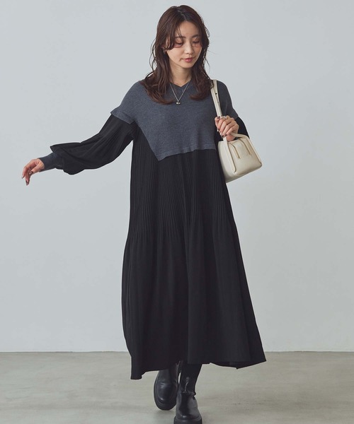 Gready Brilliant(グレディブリリアン)の「Vネックニット×プリーツワンピース(ワンピース・レディース・ブラック系その他/ブラウン系その他・38)」の13枚目の写真