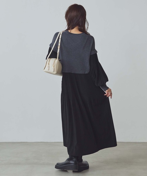 Gready Brilliant(グレディブリリアン)の「Vネックニット×プリーツワンピース(ワンピース・レディース・ブラック系その他/ブラウン系その他・38)」の15枚目の写真