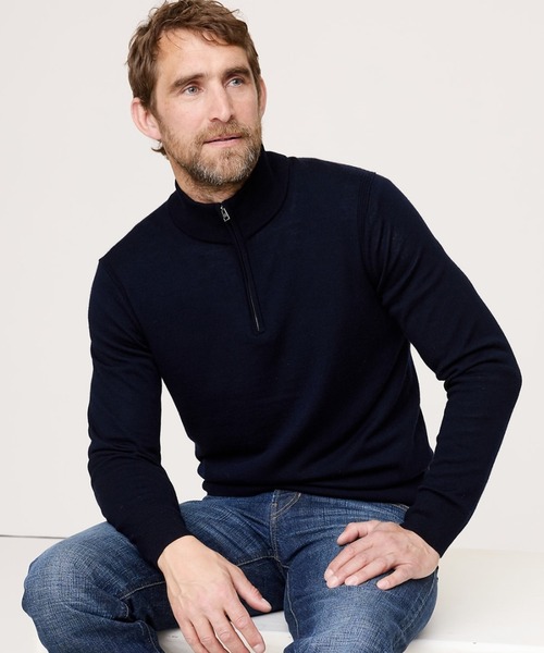 Banana Republic（バナナリパブリック）の「メリノ ハーフジッパーセーター（ニット/セーター・メンズ・ブラック/ネイビー・M/XL/L/S）」の2枚目の写真