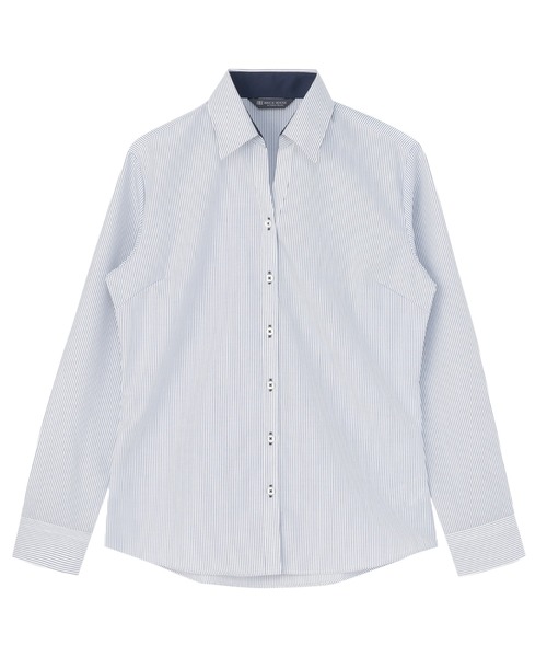 TOKYO SHIRTS(トウキョウシャツ)の「【超形態安定】 形態安定ノンアイロン スキッパー 長袖ビジネスワイシャツ(ビジネスシャツ・レディース・ブルー・XL/S/M/L/LL)」の1枚目の写真
