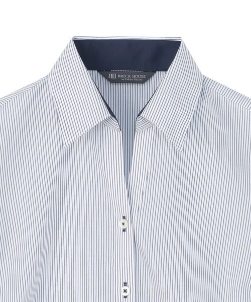 TOKYO SHIRTS(トウキョウシャツ)の「【超形態安定】 形態安定ノンアイロン スキッパー 長袖ビジネスワイシャツ(ビジネスシャツ・レディース・ブルー・XL/S/M/L/LL)」の3枚目の写真