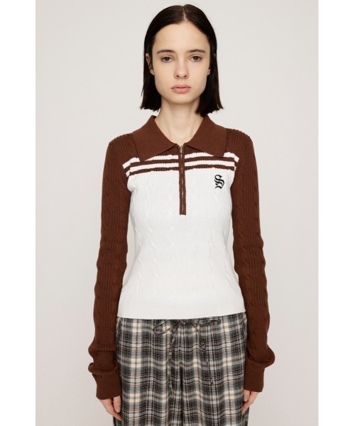 SLY(スライ)の「【限定カラーあり】CABLE COLLAR KNIT TOPS ケーブル カラー ニット トップス 秋服 冬服(ニット/セーター・レディース・ブラック/ライトブルー/イエロー/ネイビー/ブラウン・FREE)」の8枚目の写真