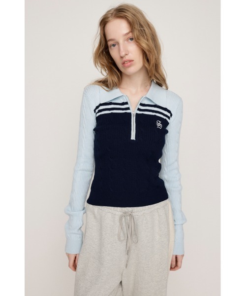 限定カラーあり】CABLE COLLAR KNIT TOPS ケーブル カラー ニット