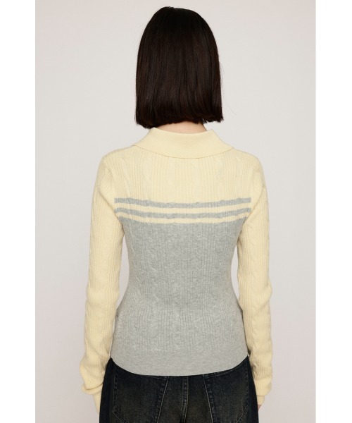 SLY(スライ)の「【限定カラーあり】CABLE COLLAR KNIT TOPS ケーブル カラー ニット トップス 秋服 冬服(ニット/セーター・レディース・ブラック/ライトブルー/イエロー/ネイビー/ブラウン・FREE)」の19枚目の写真