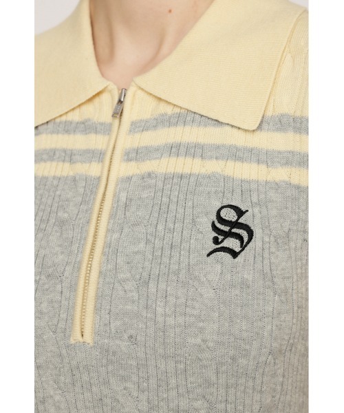 SLY(スライ)の「【限定カラーあり】CABLE COLLAR KNIT TOPS ケーブル カラー ニット トップス 秋服 冬服(ニット/セーター・レディース・ブラック/ライトブルー/イエロー/ネイビー/ブラウン・FREE)」の20枚目の写真